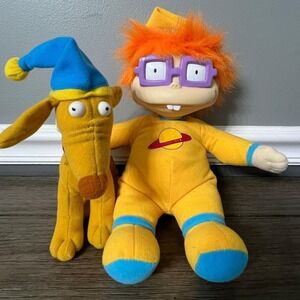 Vintage‎ 1997 Rugrats Slumber Party Set Chuckie & Spike Plush Bundle